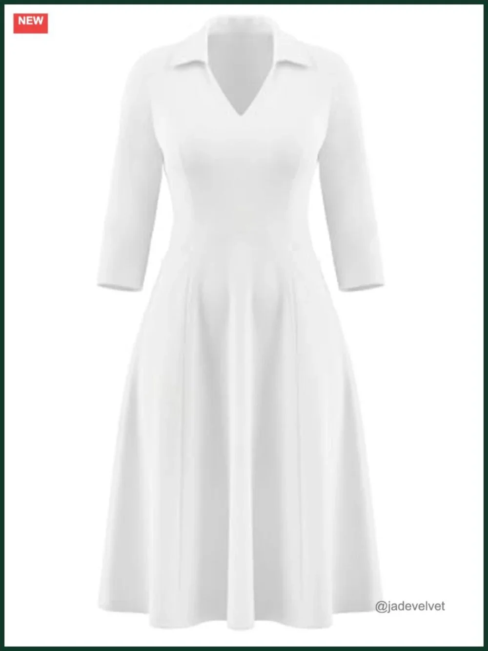 Plus Size Midi Dress, Fit and Flare A-Line Cocktail Dress with Pockets and Belt